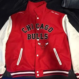 Chicago Bulls Red and White Varsity Jacket